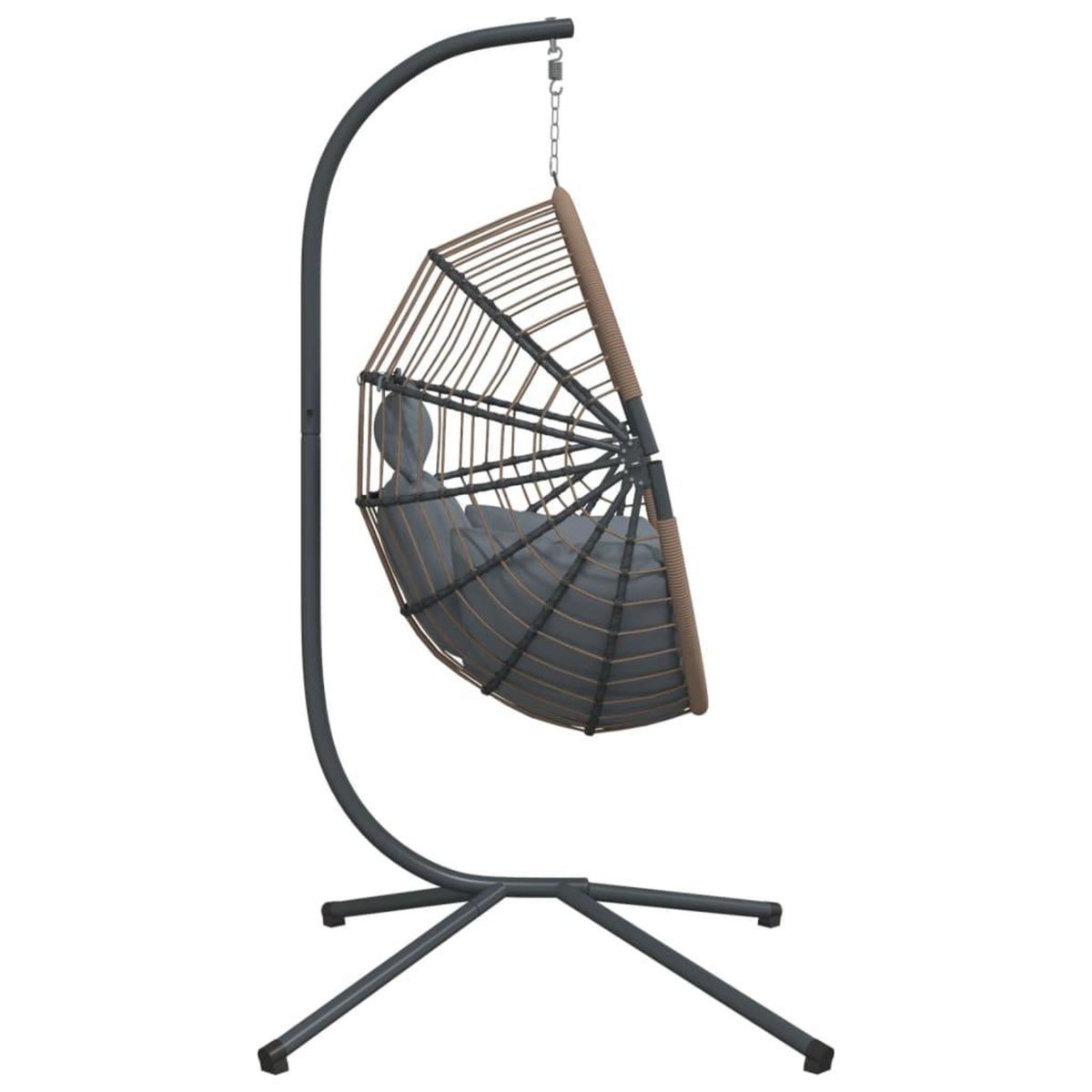 VIDAXL Chaise suspendue forme d'œuf et support gris clair rotin acier