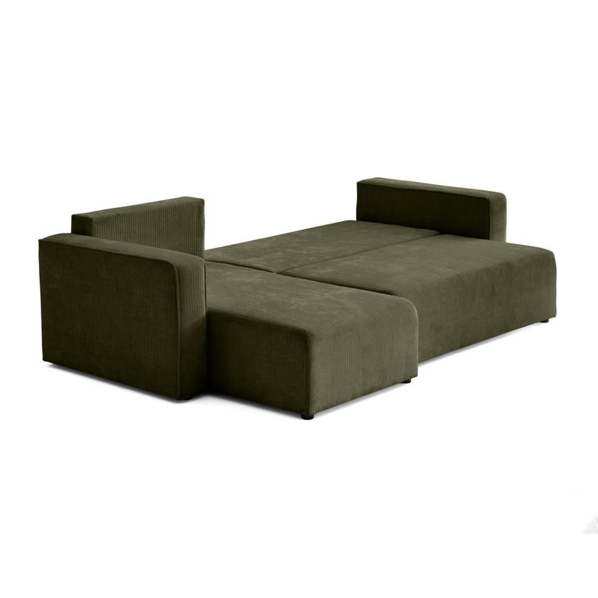 BEST MOBILIER Topaze - canapé d'angle réversible - 4 places - convertible avec coffre - en velours côtelé plat