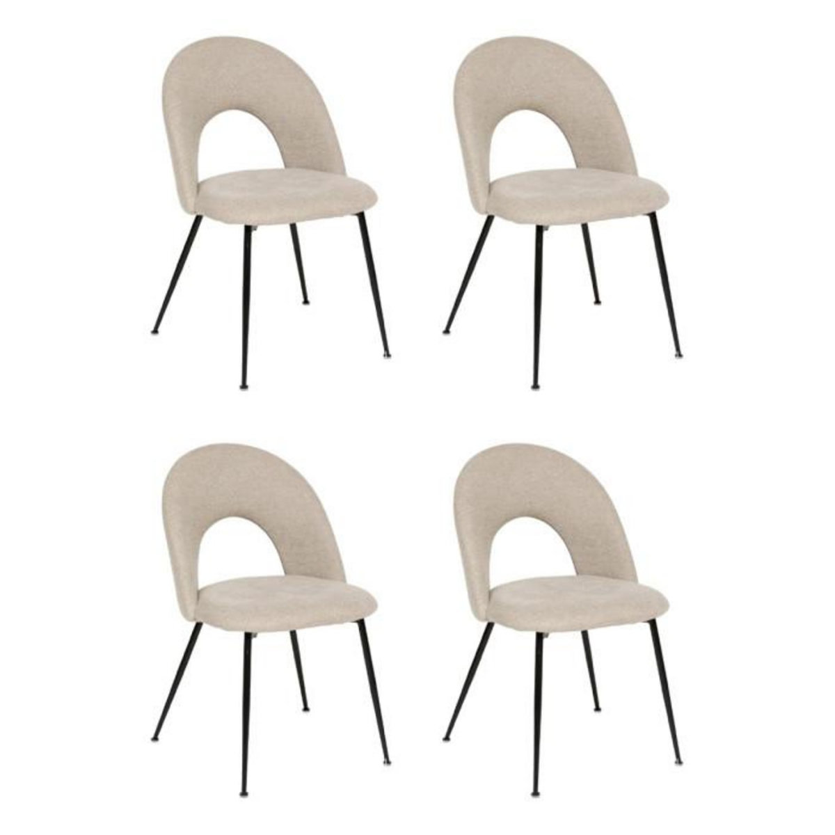 ATMOSPHERA Lot de 4 Chaises en Tissu  Raven  81cm Beige