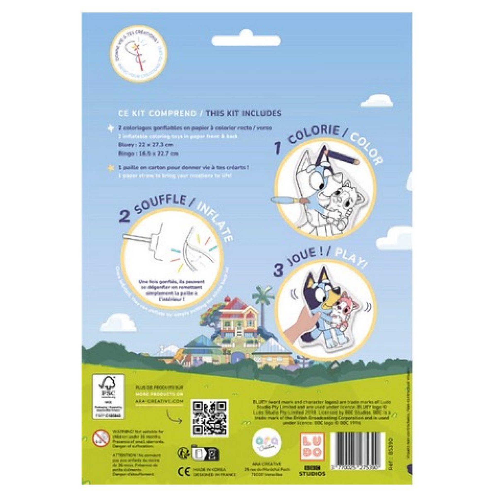 Voir la diapositive 2 : ARA CREATIVE Coloriages gonflables – bluey et bingo a colorier