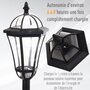 Voir la diapositive 6 : OUTSUNNY Lot de 2 luminaires extérieurs solaires lampadaires lanternes classiques LED 15 Lm Ø 18,5 x 129H cm noir