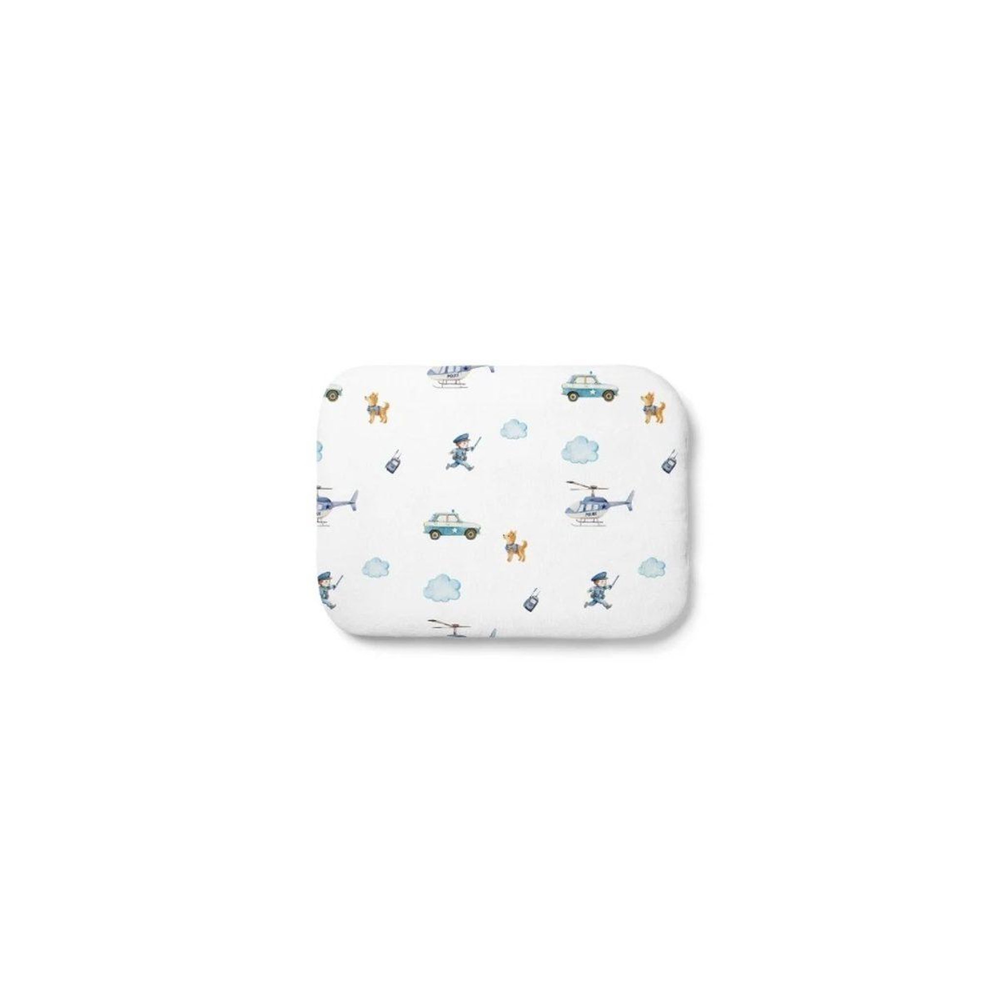 WALDIN Oreiller bébé 40 × 30 cm - motif policier, blanc