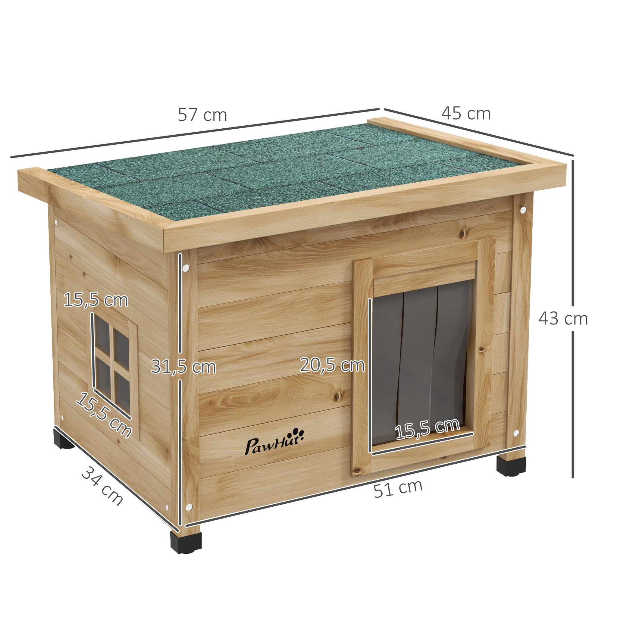 Voir la diapositive 3 : PAWHUT Maison pour chat niche extérieure en bois pré-huilé