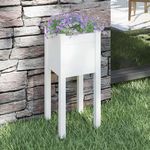 VIDAXL Jardiniere d'exterieur Blanc 31x31x70 cm Bois de pin massif