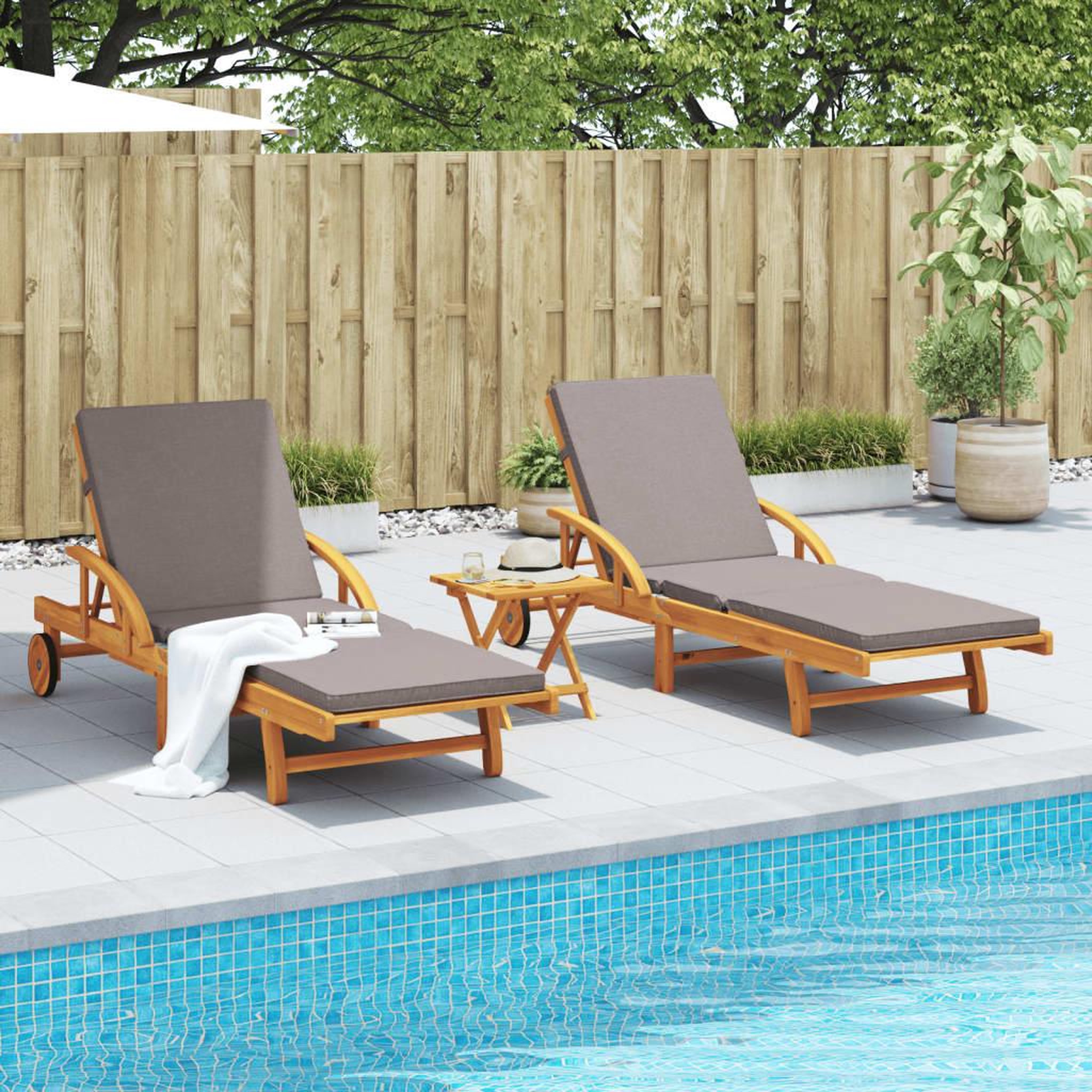 Voir la diapositive 3 : VIDAXL Chaises longues lot de 2 avec table bois massif d'acacia
