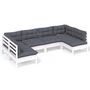 Voir la diapositive 2 : VIDAXL Salon de jardin 6 pcs avec coussins blanc bois de pin massif