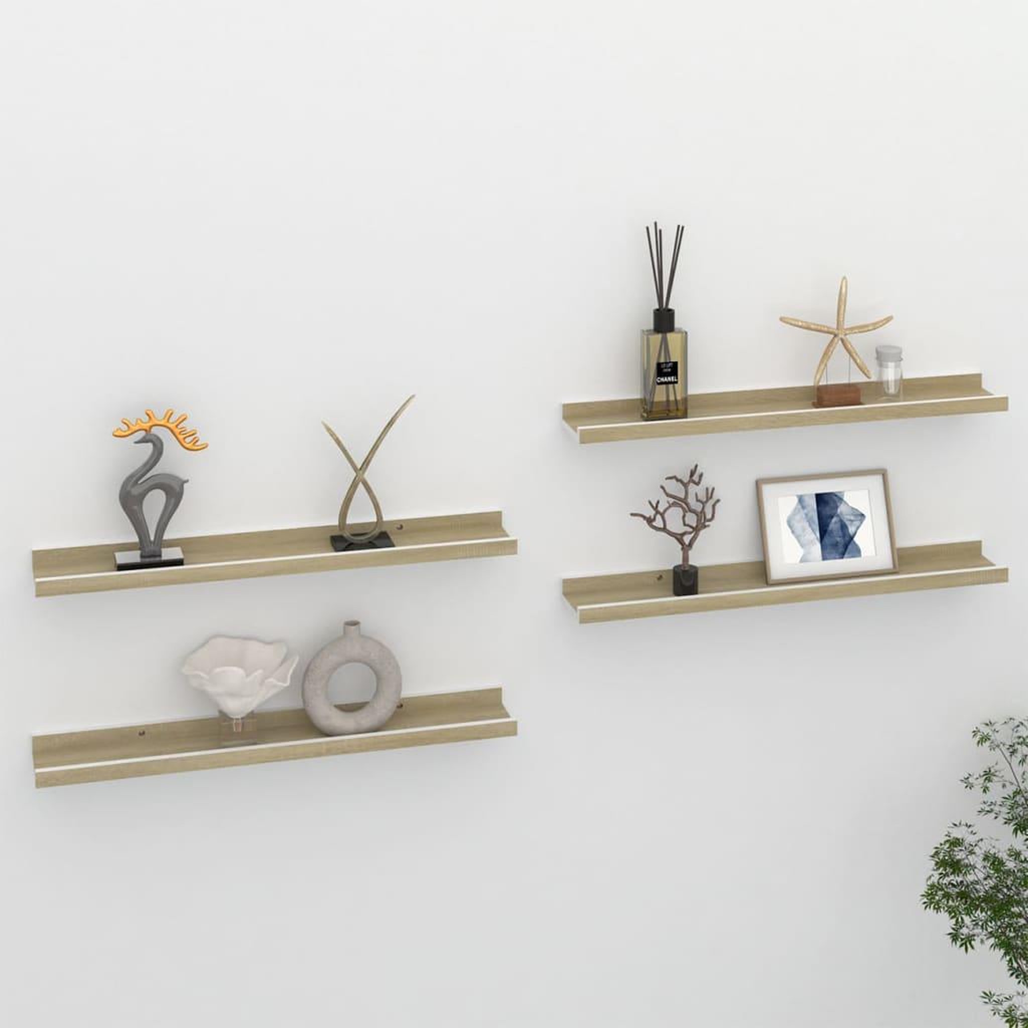 Voir la diapositive 1 : VIDAXL Etageres murales 4 pcs blanc et chene sonoma 60x9x3 cm