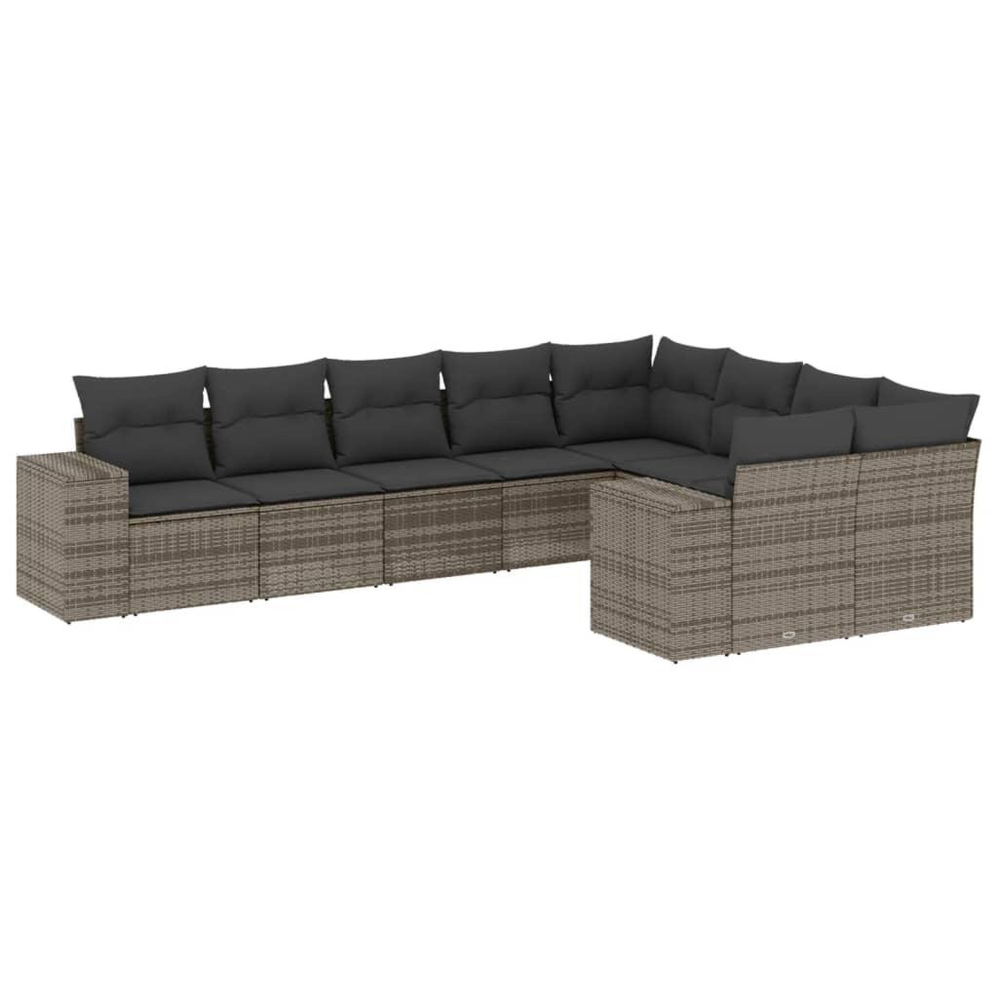 Voir la diapositive 2 : VIDAXL Salon de jardin 9 pcs avec coussins gris resine tressee