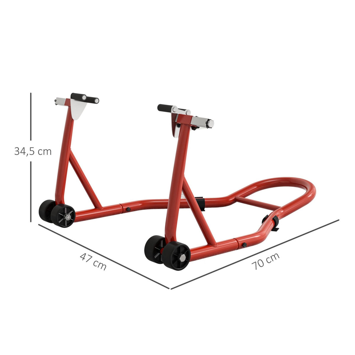 HOMCOM Béquille d'atelier moto avant leve moto support pour moto avec bras oscillant en U et en L, support universel de levage pour atelier en acier rouge