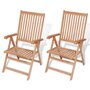 Voir la diapositive 1 : VIDAXL Chaises inclinables de jardin lot de 2 Bois de teck solide