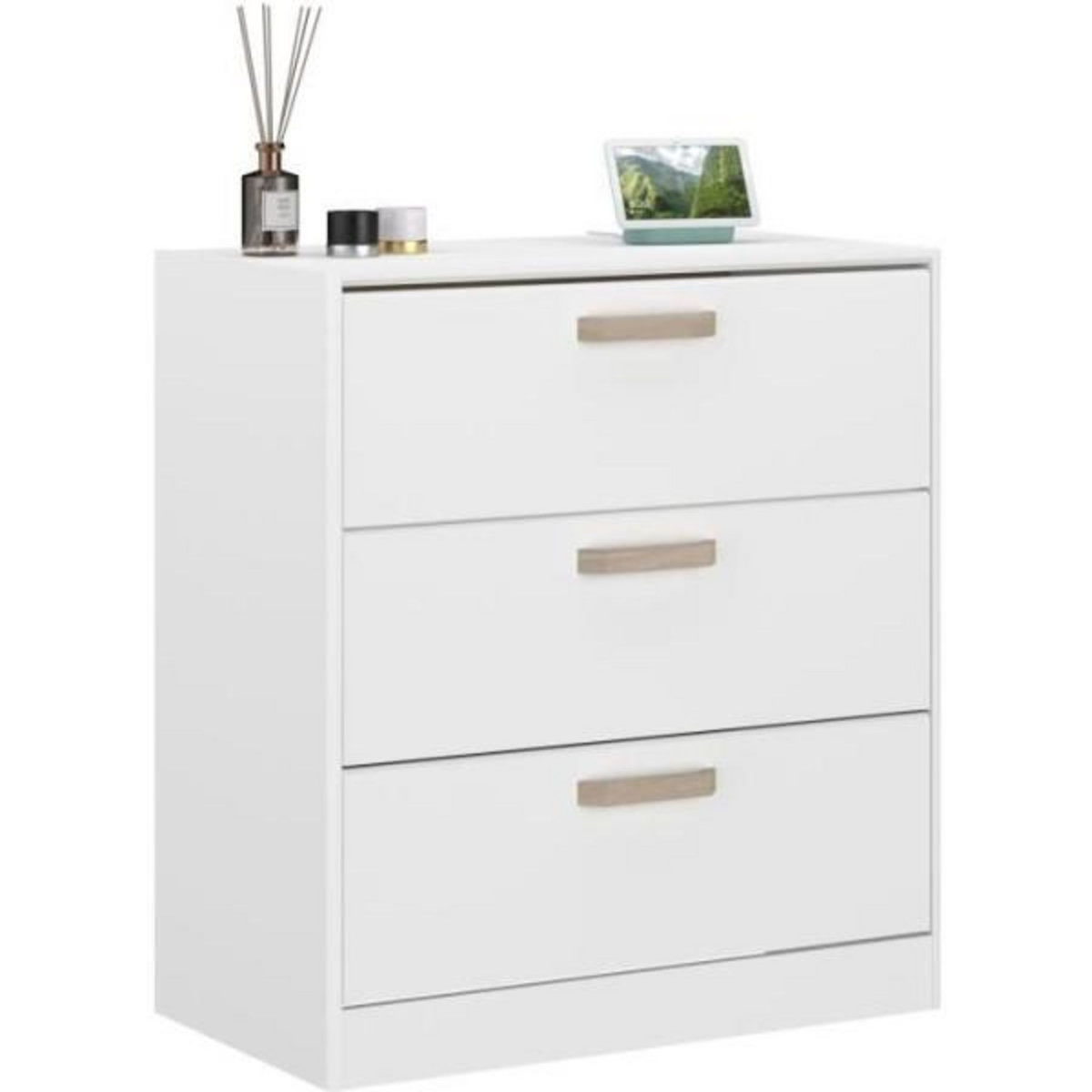 PARISOT Commode DREAM 3 tiroirs - Panneau de particules - Décor blanc - L79.7 x H87.8 x P43.8 cm