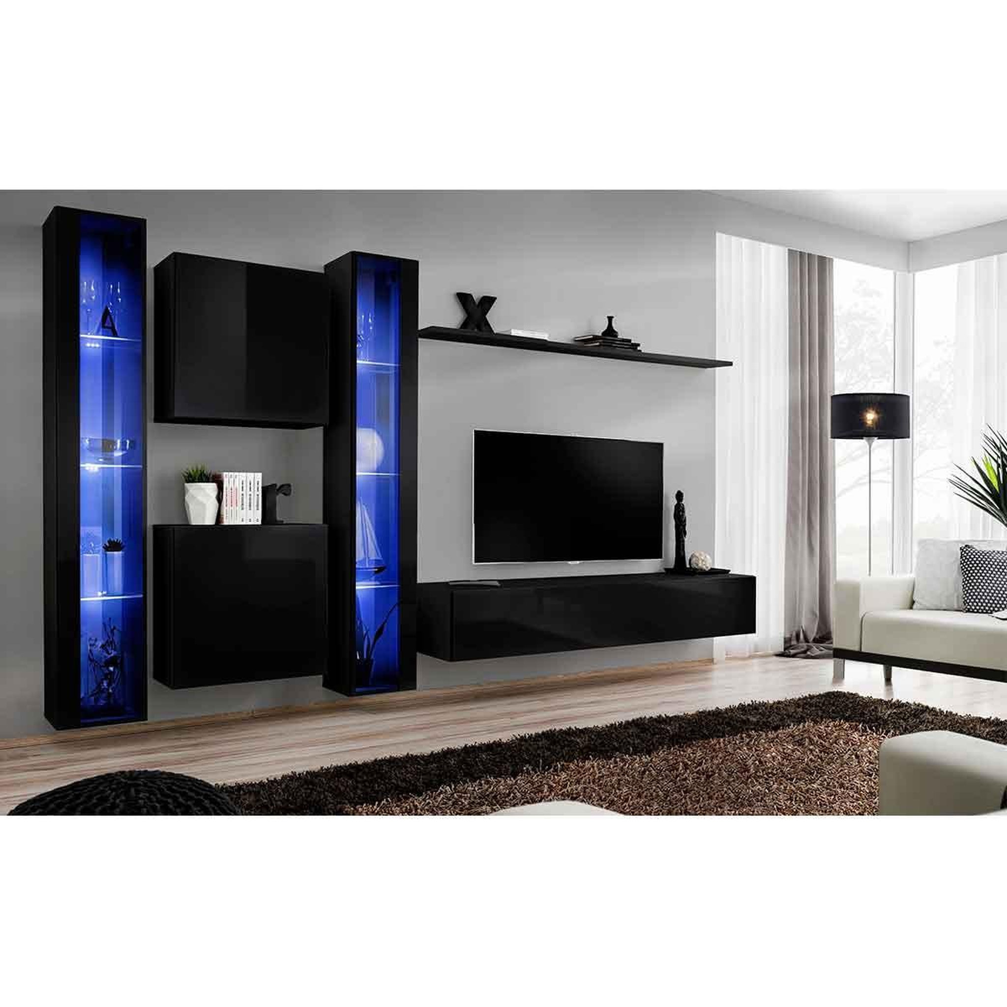 Voir la diapositive 2 : Paris Prix Meuble tv mural design  switch xvi  330cm noir