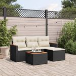 VIDAXL Salon de jardin 5 pcs avec coussins noir resine tressee