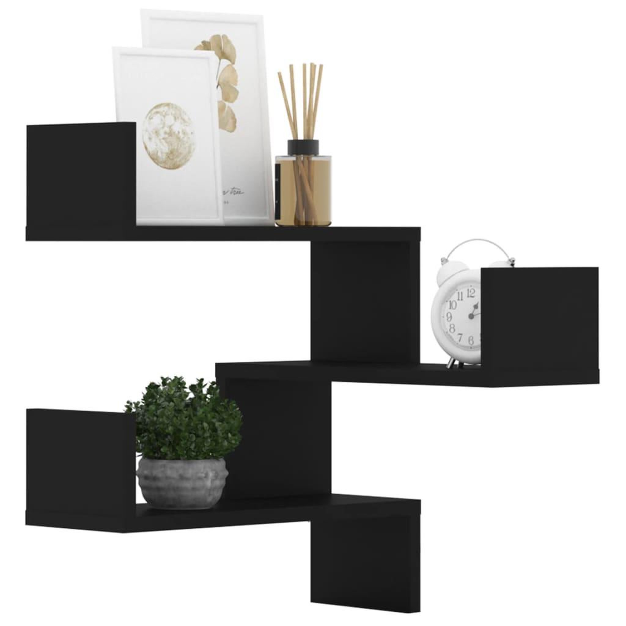 Voir la diapositive 4 : VIDAXL Etageres d'angle murales 2 pcs noir 40x40x50 cm bois ingenierie