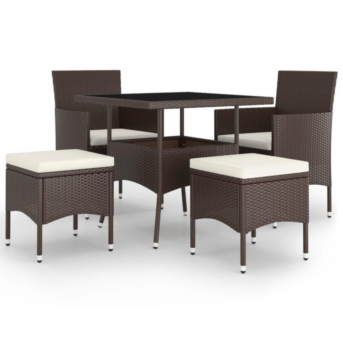 VIDAXL Ensemble a manger de jardin 5pcs Resine tressee Marron