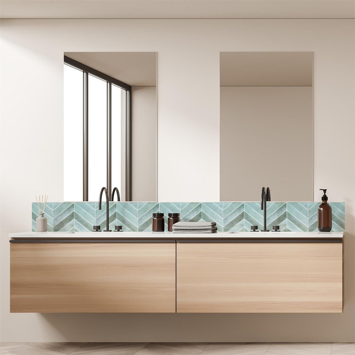 The Home Deco Factory 4 crédences adhésives motifs chevrons effet Zellige