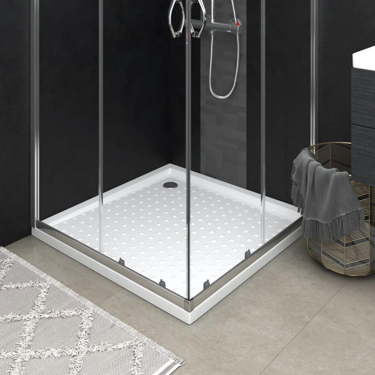 VIDAXL Receveur de douche avec picots Blanc 80x80x4 cm ABS