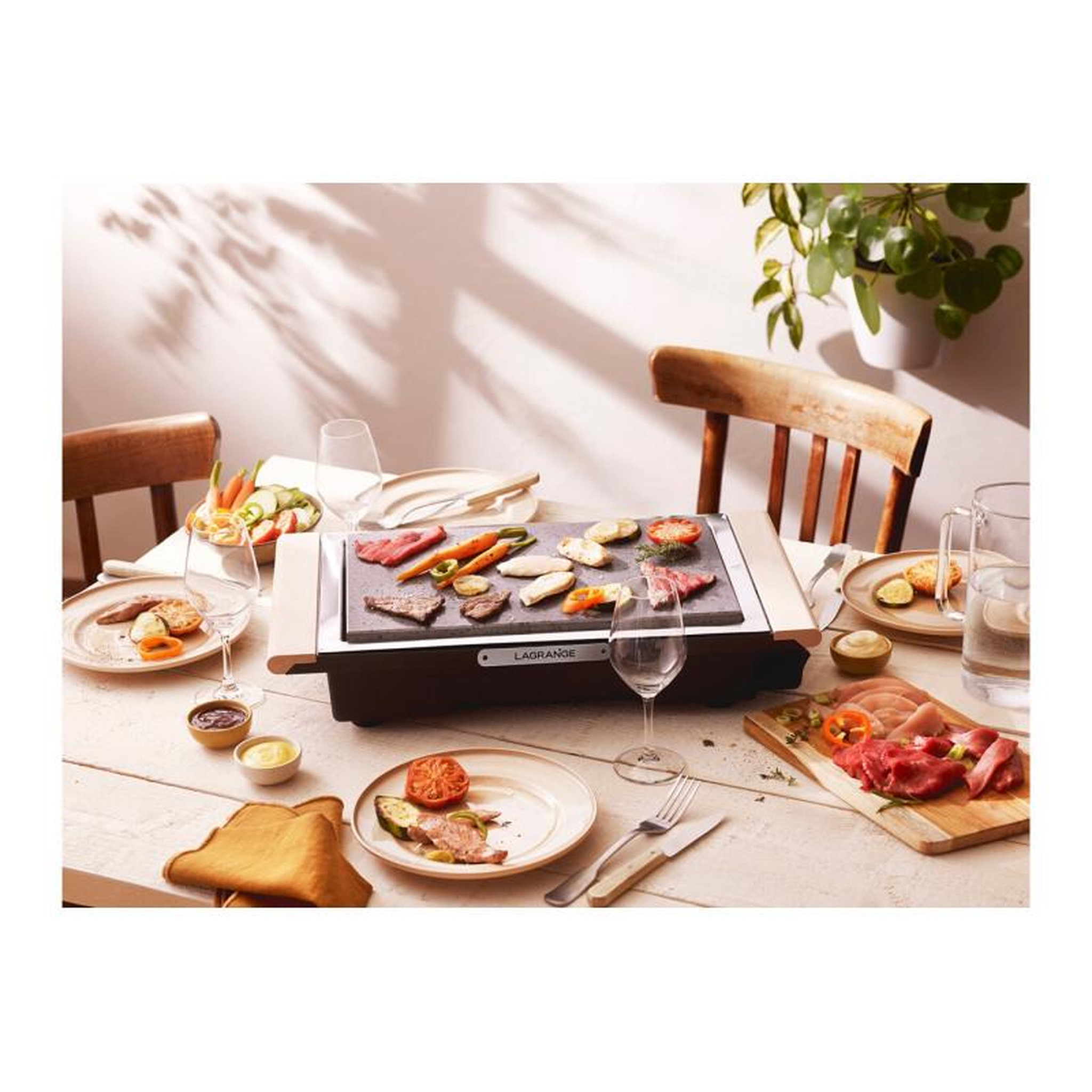 Voir la diapositive 6 : LAGRANGE Grille-viande Grill' Pierre Classic bois clair à poser, 37x23 cm