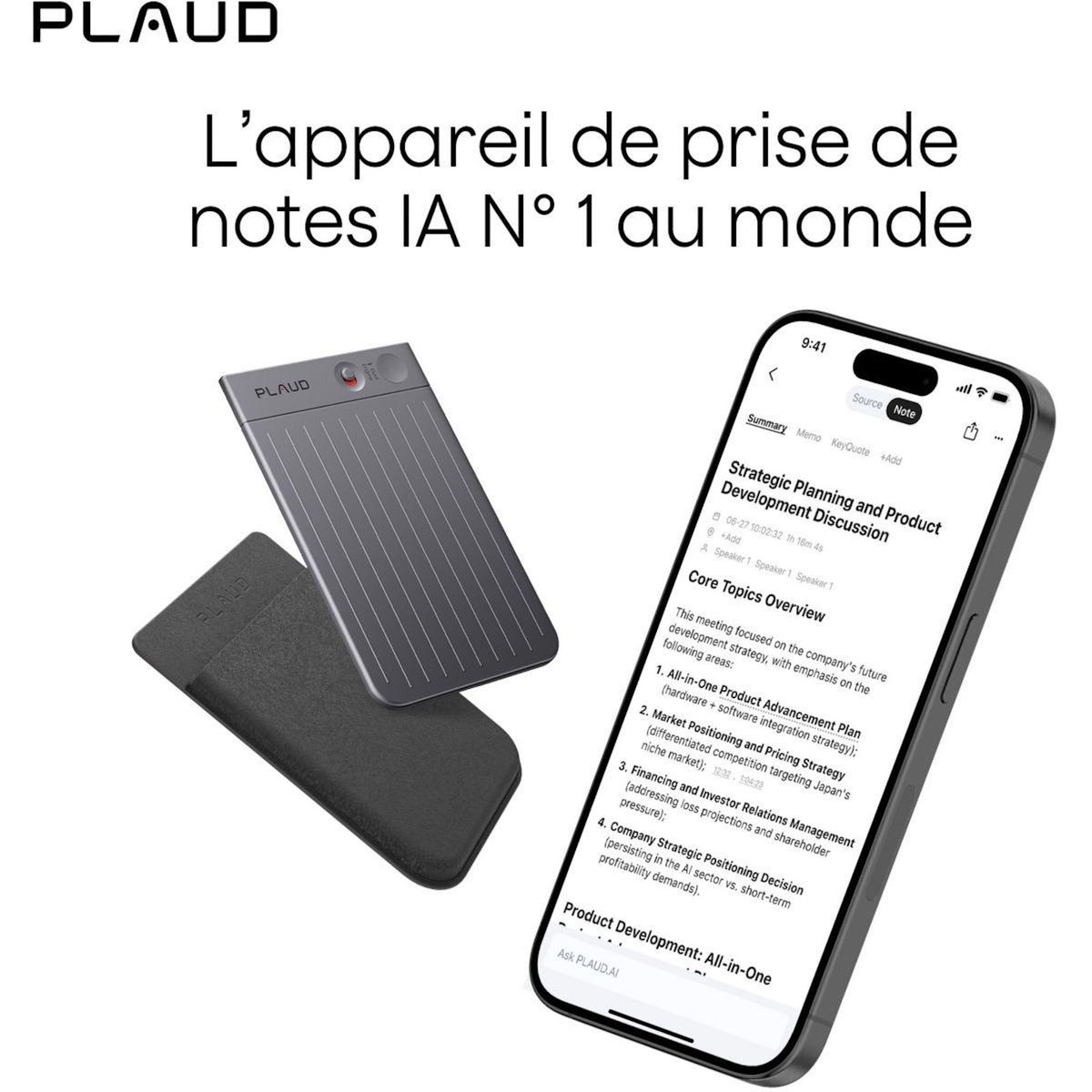 PLAUD Dictaphone Note Argent