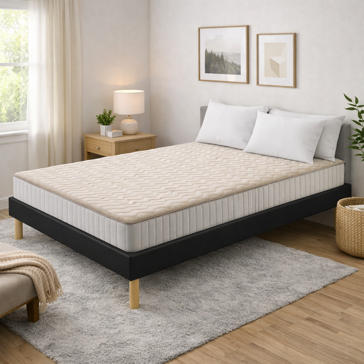 KING OF DREAMS Ensemble Sommier Tapissier et Matelas Mousse Soutien Ferme