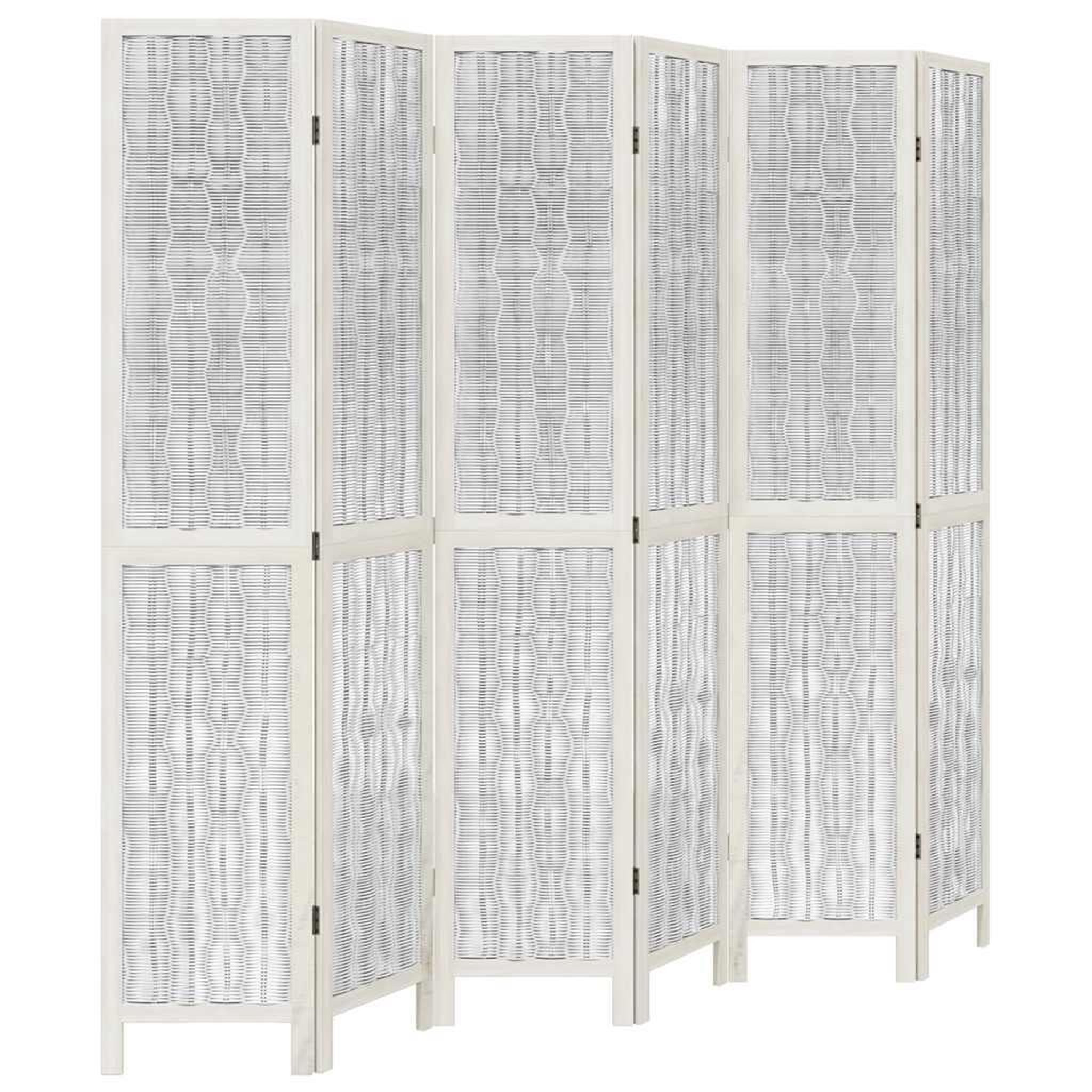 Voir la diapositive 2 : VIDAXL Cloison de separation 6 panneaux blanc bois de paulownia massif