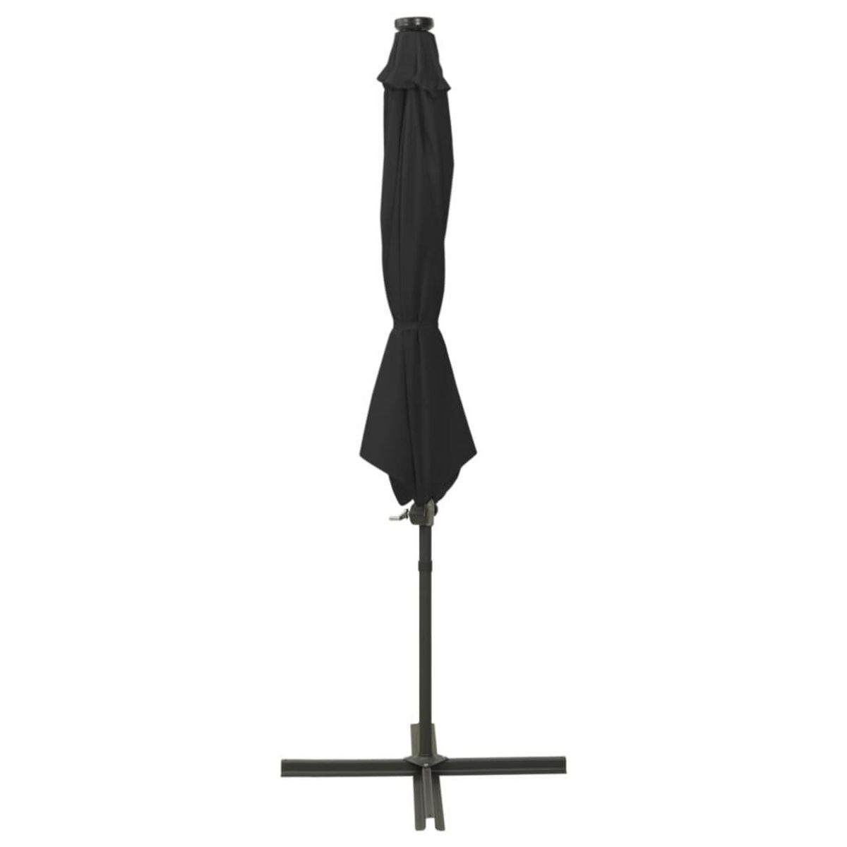 VIDAXL Parasol de jardin en porte-a-faux et mat et lumieres LED noir