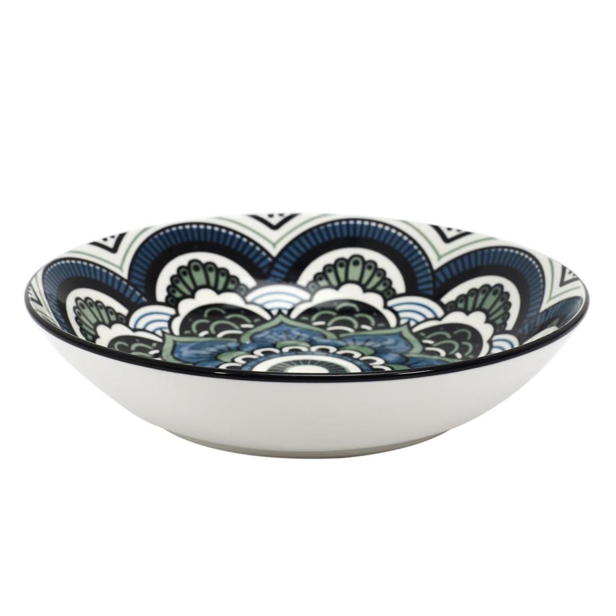 Voir la diapositive 2 : The Home Deco Factory Lot de 6 assiettes creuses  mandala  20cm bleu