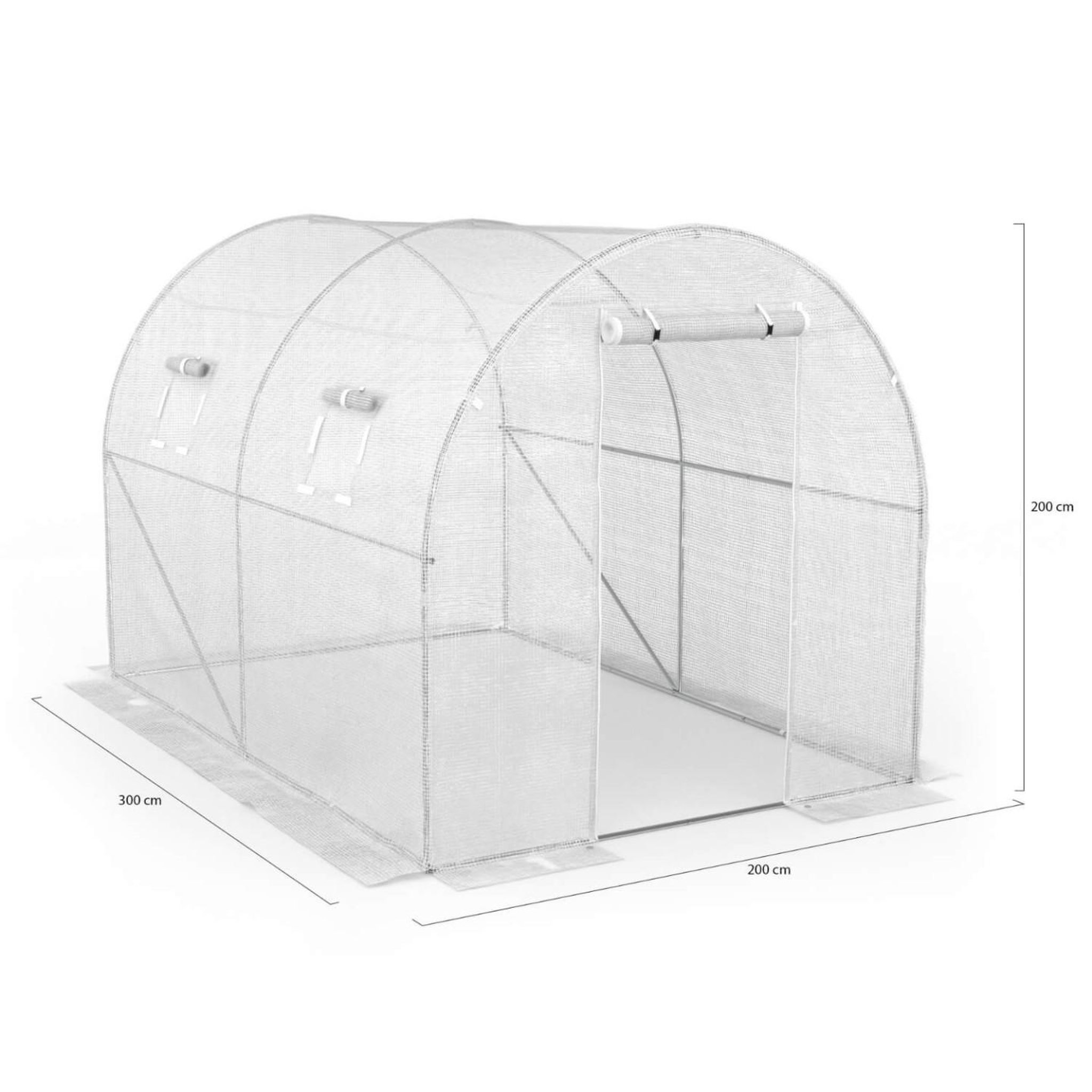 Voir la diapositive 6 : ID MARKET Serre de jardin tunnel 6m² 3 x 2 x 2 m acier galvanisé + bâche anti-UV avec porte et fenêtres ROMA blanche