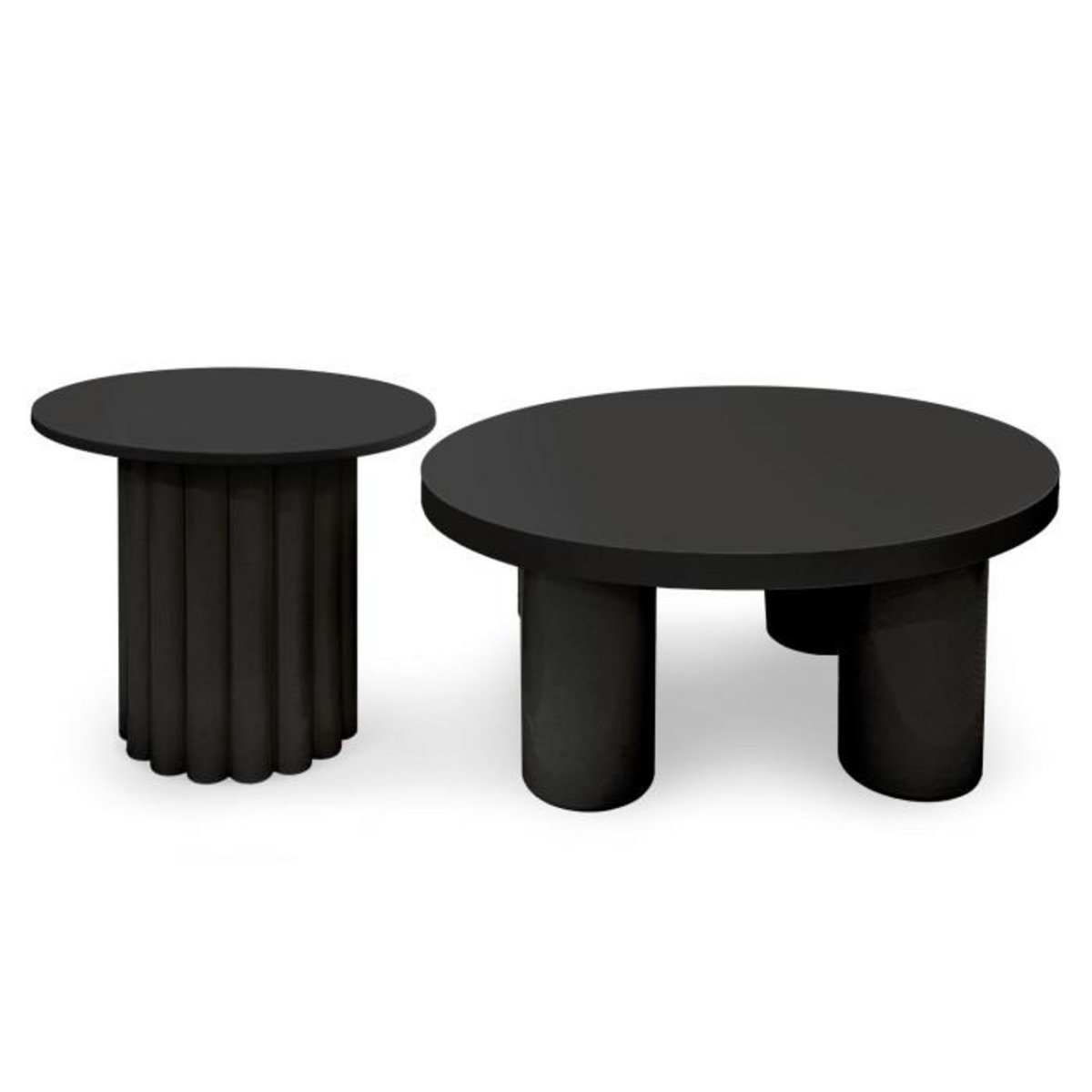 Paris Prix Lot de 2 Tables Basses Rondes  Ericka  80cm Noir