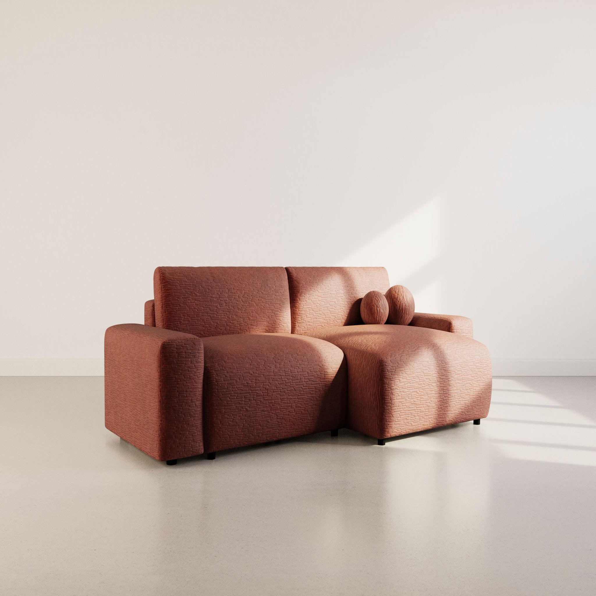 Voir la diapositive 2 : BEST MOBILIER Constance - canapé d'angle réversible 4 places convertible avec coffre en velours gaufré