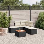 VIDAXL Salon de jardin 6 pcs avec coussins noir resine tressee