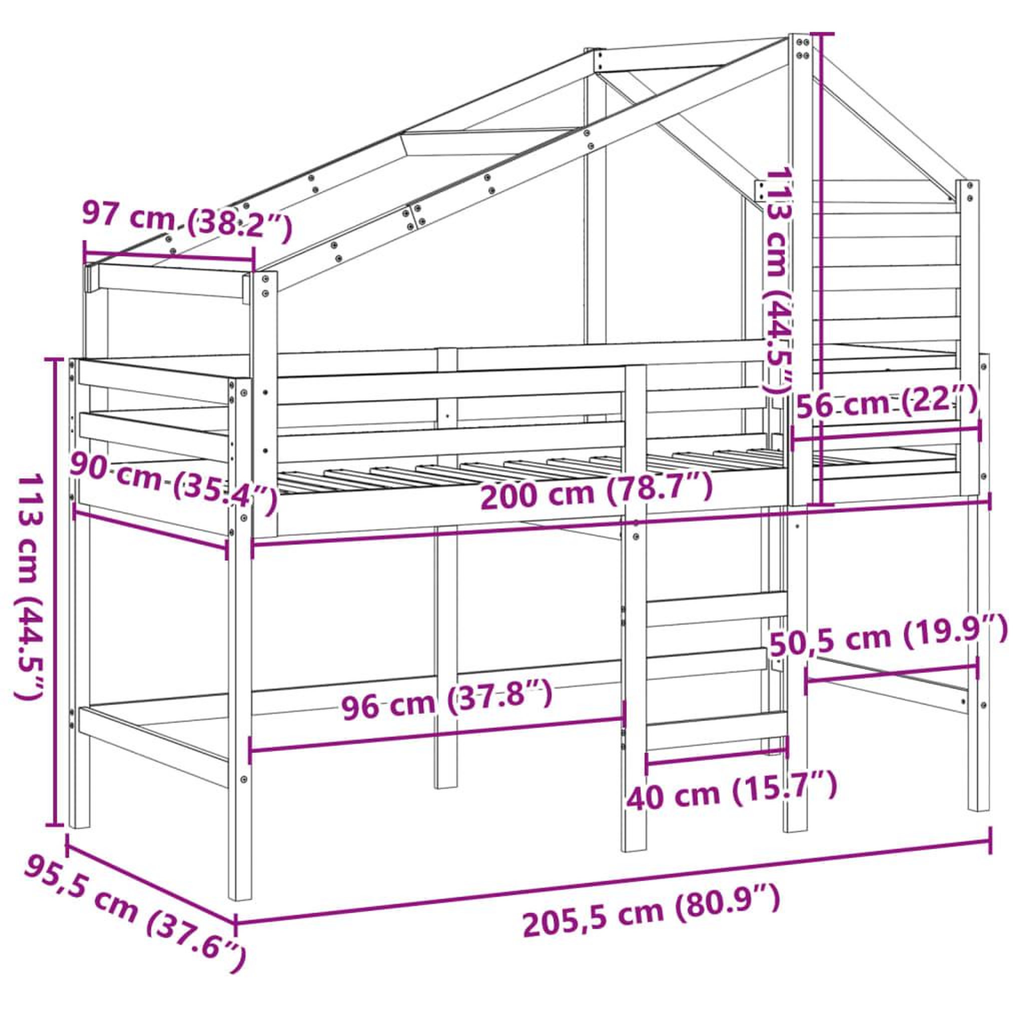 Voir la diapositive 6 : VIDAXL Lit haut sans matelas cire marron 90x200 cm bois de pin massif