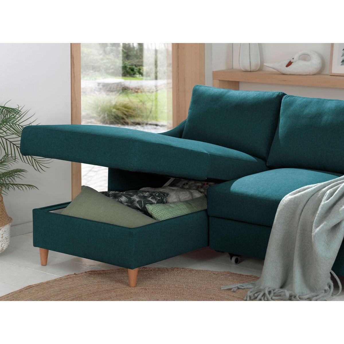 LISA DESIGN Will - canapé d'angle gauche - convertible avec coffre - 4 places - en tissu