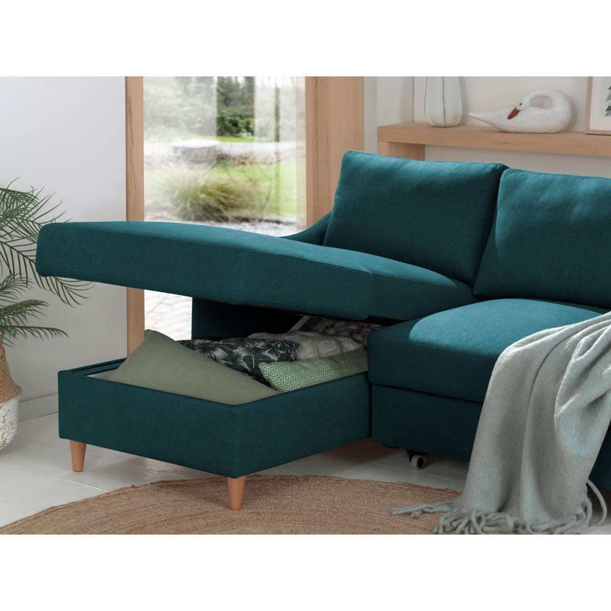 LISA DESIGN Will - canapé d'angle gauche - convertible avec coffre - 4 places - en tissu