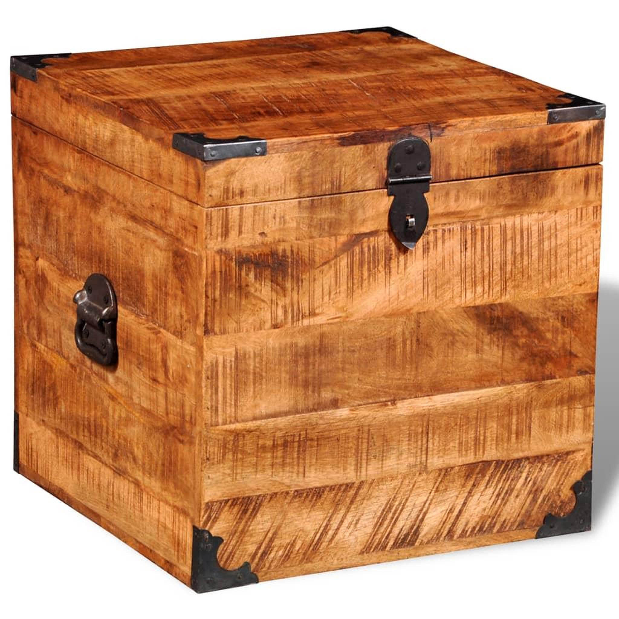 Voir la diapositive 3 : VIDAXL Coffre de rangement cubique bois de manguier brut