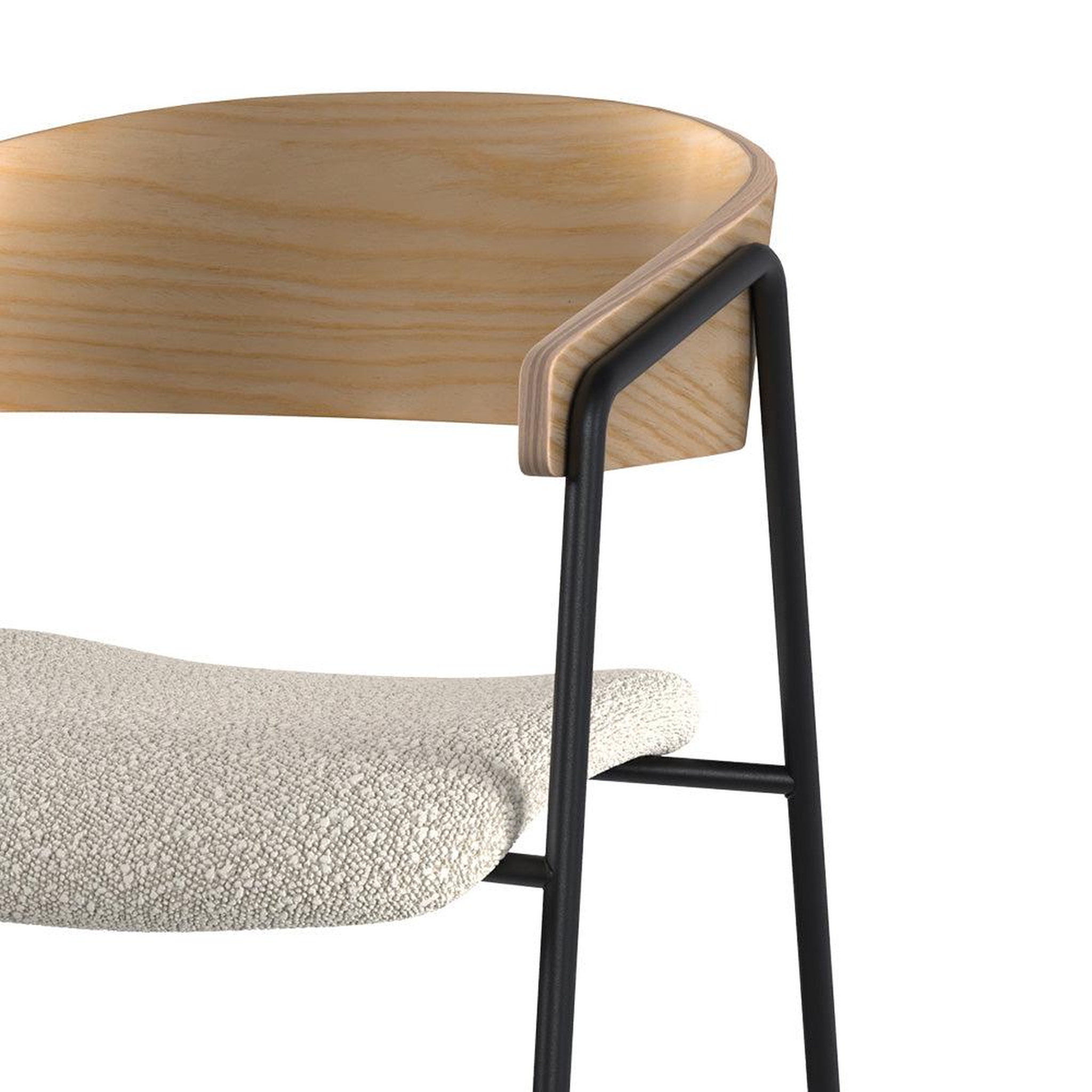 Voir la diapositive 6 : MAISON PAVANE Lot de 2 chaises en tissu bouclé blanc et bois de chêne-esmée