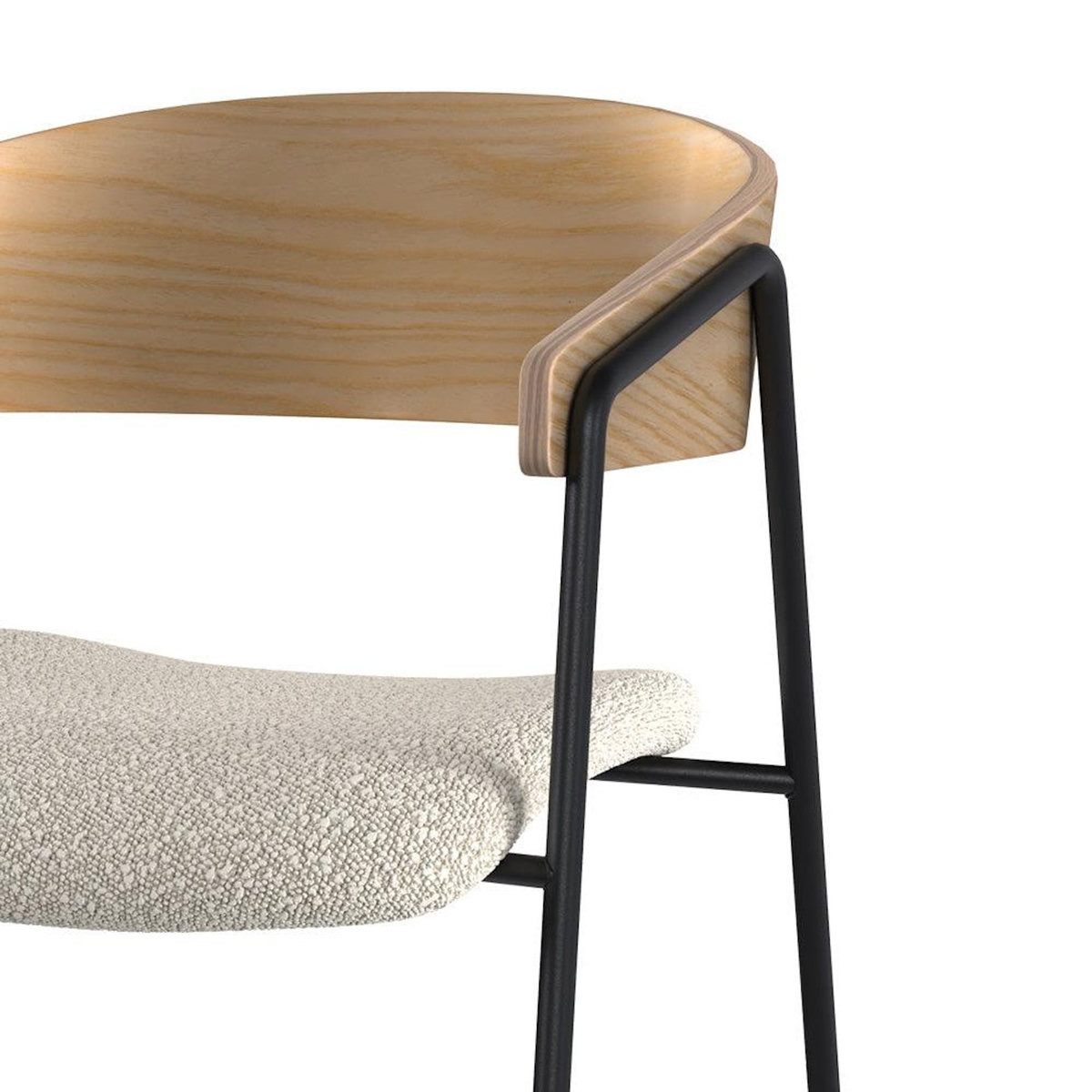 Rendez vous déco Lot de 2 chaises en tissu bouclé blanc et bois de chêne-Esmée