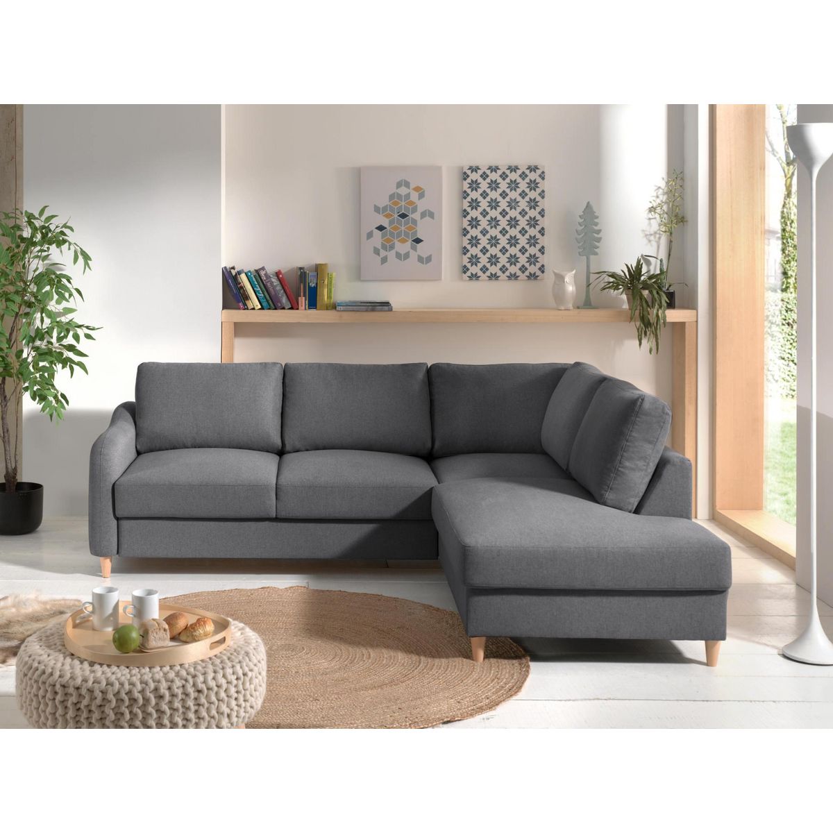 LISA DESIGN Will - canapé d'angle droit - convertible - 5 places - en tissu