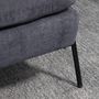 Voir la diapositive 5 : HOMCOM Fauteuil lounge style néo-rétro avec repose-pied - dossier inclinable - structure acier noir accoudoirs bois hévéa revêtement velours cotelé gris