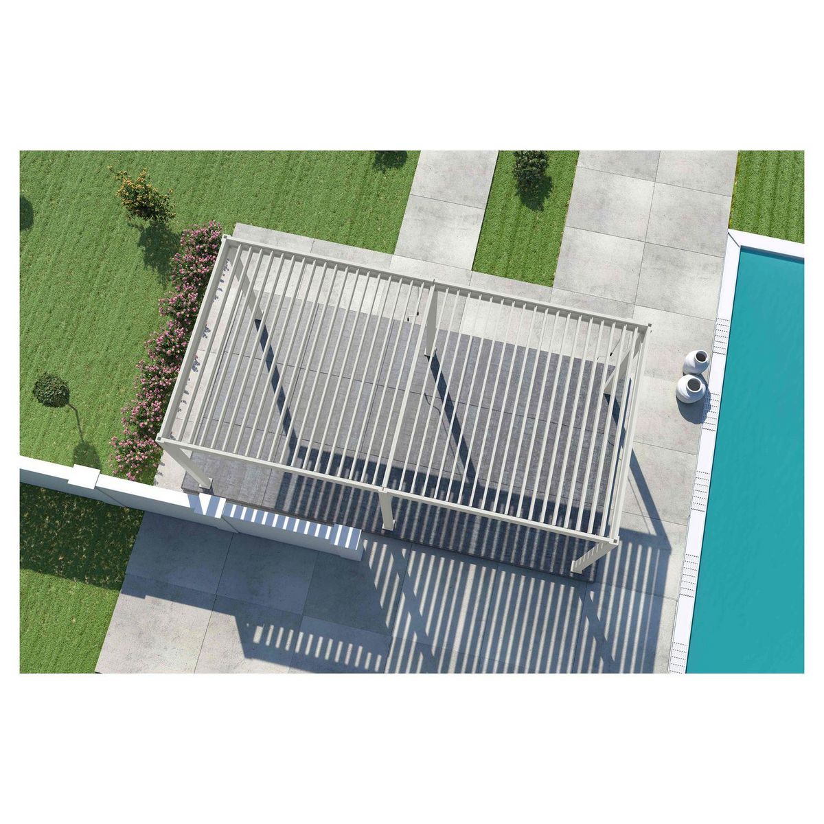 OMBREA Pergola bioclimatique autoportée 3x6 m - Aluminium - Blanc - VS OmBREA®