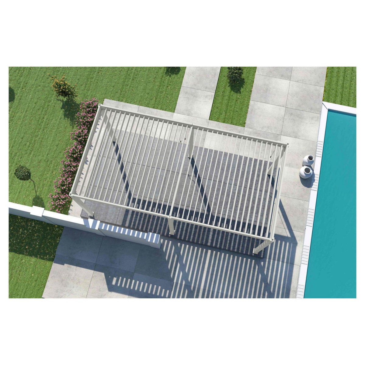 OMBREA Pergola bioclimatique autoportée 3x6 m - Aluminium - Blanc - VS OmBREA®