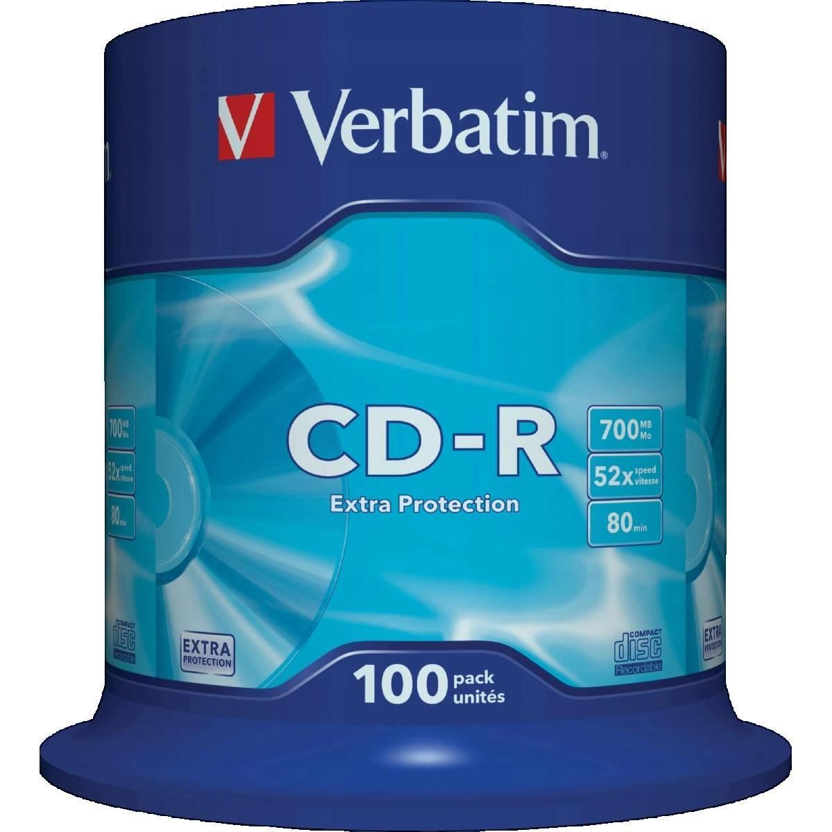 Verbatim Disques CD-R Verbatim 100 pièces 700 Mo 52x