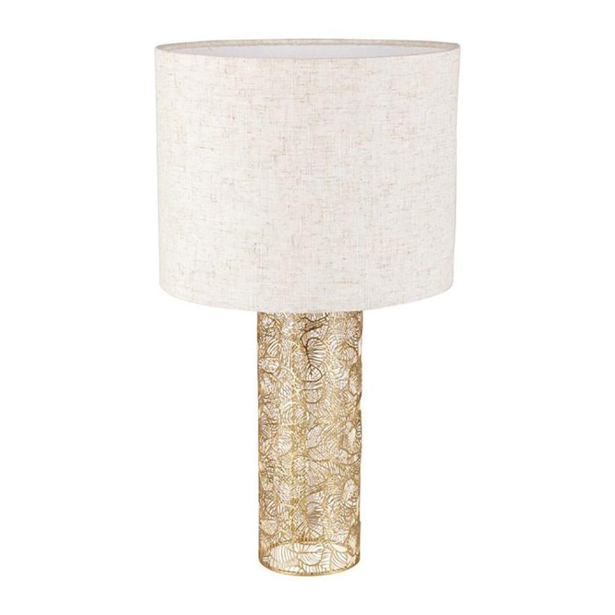 OSTARIA Lampe métal lin Calathéa beige dorée