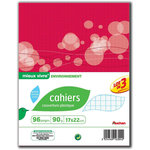 AUCHAN Lot de 3 cahiers piqués polypro 17x22cm 96 pages grands carreaux Seyes motif ronds