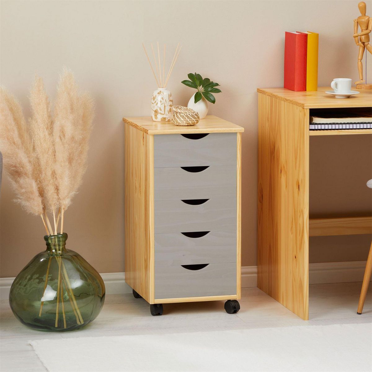 IDIMEX Caisson de bureau sur roulettes LAGOS, avec 5 tiroirs