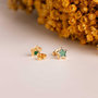 Voir la diapositive 3 : L'ATELIER D'AZUR Boucles d'Oreilles Or 18 Carats 750 Jaune et Malachite - Etoiles