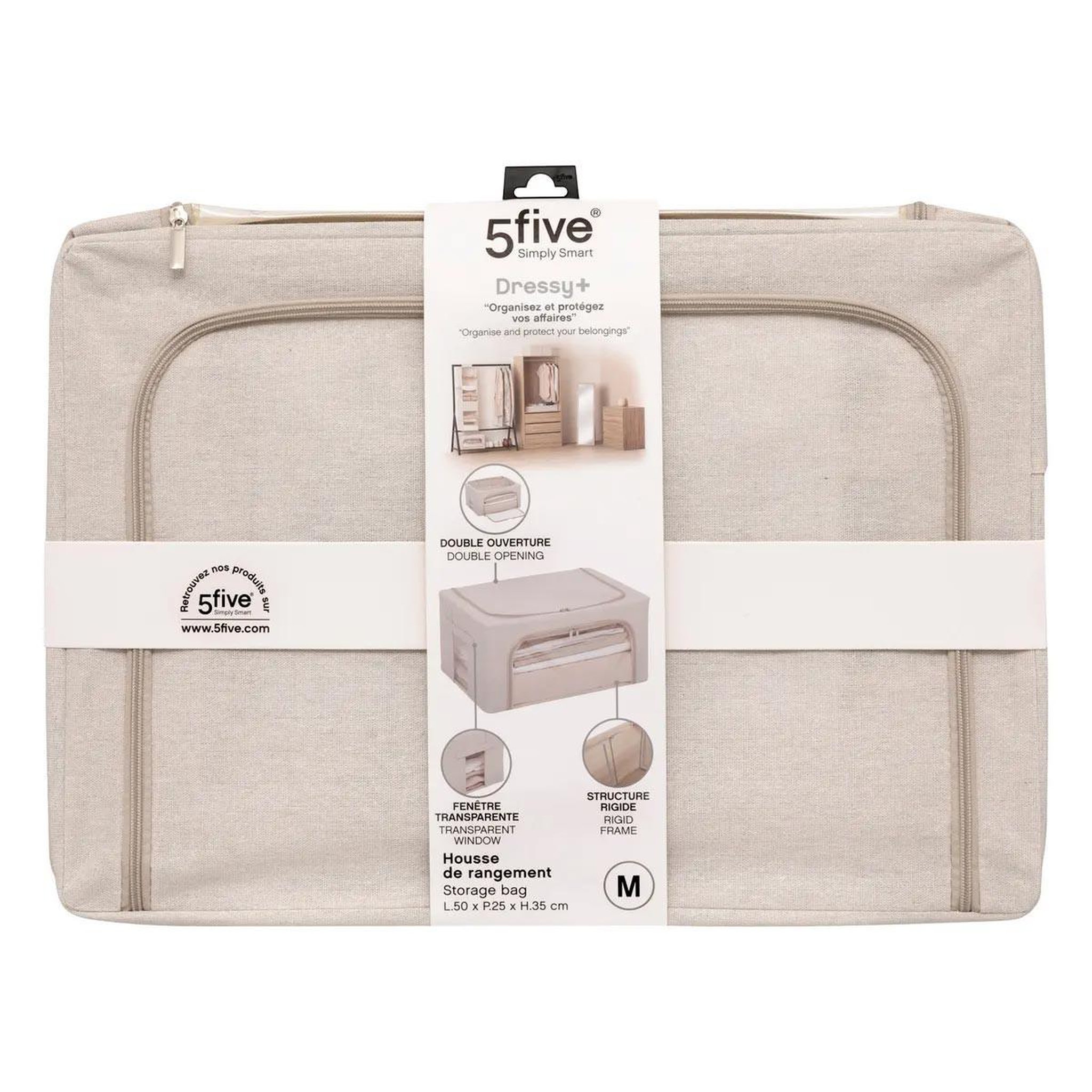 Voir la diapositive 6 : FIVE Housse de rangement double ouverture  dressy  50cm beige