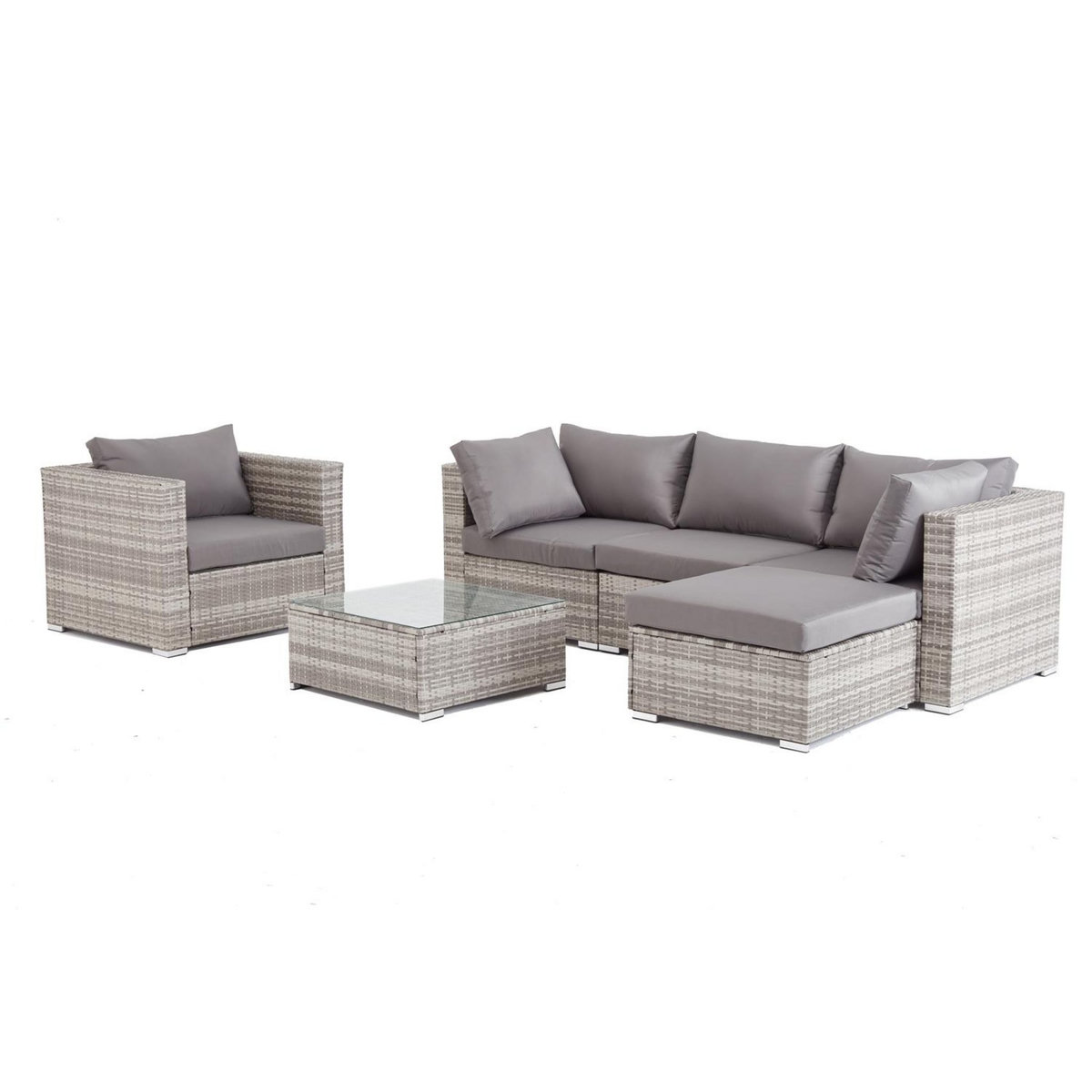 CONCEPT USINE Salon jardin bas 6 places en résine gris PEANA