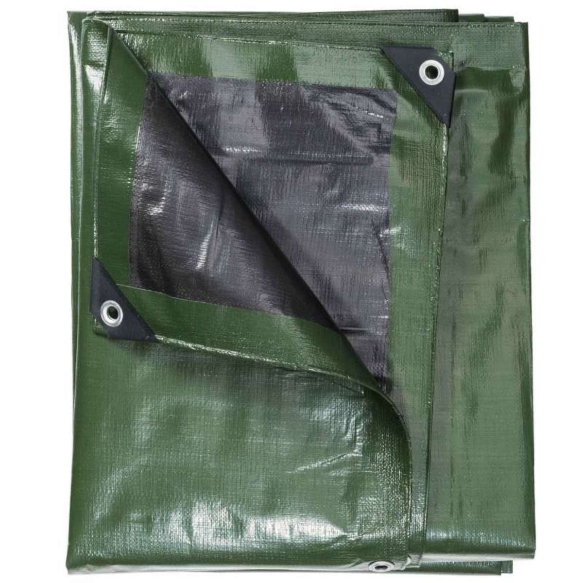 Bâche multifonctions noire et verte  240 g/m2 Werkapro 3 x 5 m