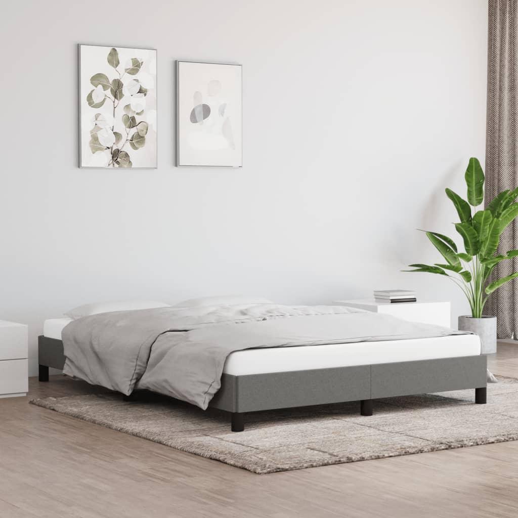 VIDAXL Cadre de lit sans matelas gris fonce 140x200 cm tissu